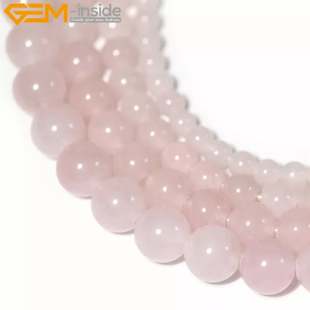 Natural Round Pink Rose Quartz Crystal Beads For Jewelry Making 15" 2mm Big Hole