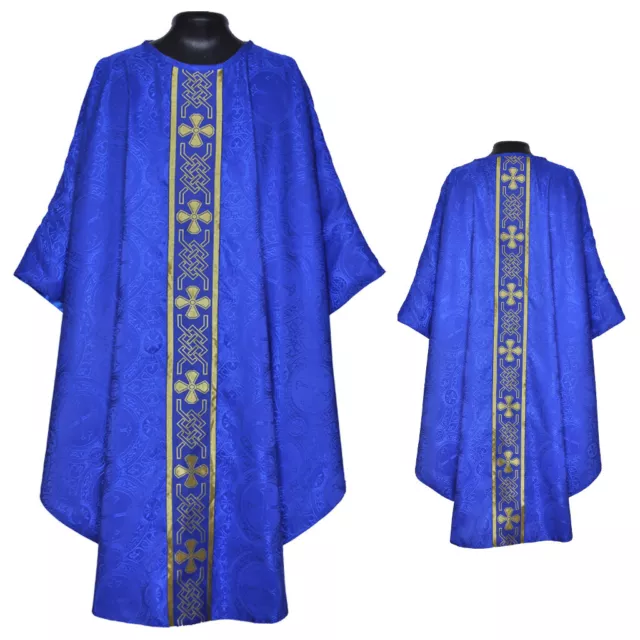 Dark BLUE Chasuble clergy Gothic Vestment & Stole,Gothic chasuble ,Casel,Casulla