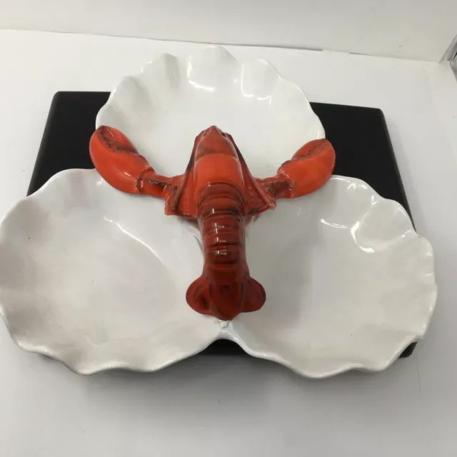 VTG Lobster Tray 3 Section Clam Shell Serving Dish Platter 13" Made in USA