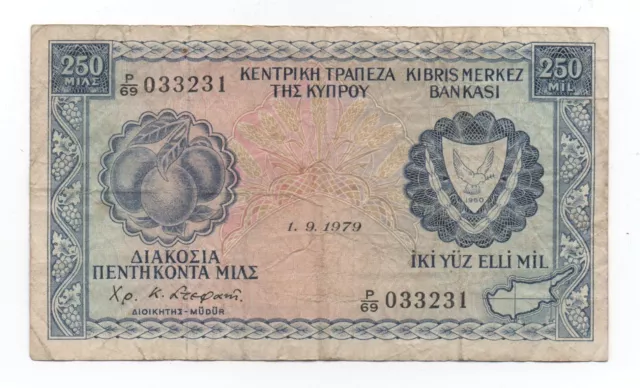 Cyprus 250 Mil 1979 Pick 41 C Look Scans