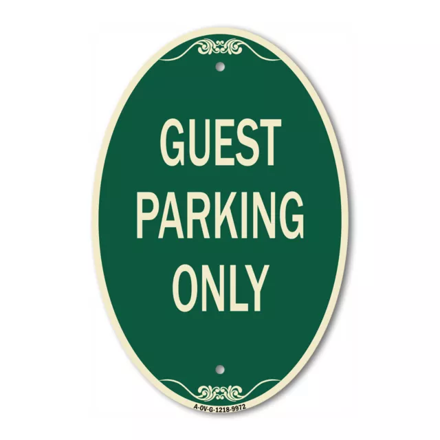 Designer Series Oval - Guest Parking Only | Green & Tan Heavy-Gauge Aluminum