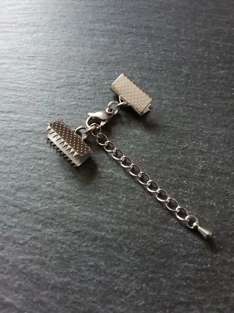 4 Edelstahl Strukturierte Crimp End Sets für 16 mm (5/8") breites Band UK