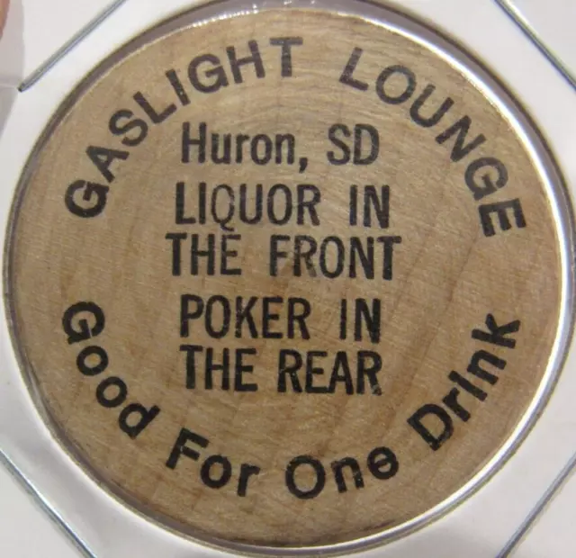 Vintage Gaslight Lounge Huron, SD Wooden Nickel - Token South Dakota