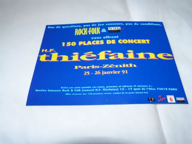HUBERT FELIX THIEFAINE - Publicité de magazine / Advert !!! BLUESYMENTAL  TOUR 91