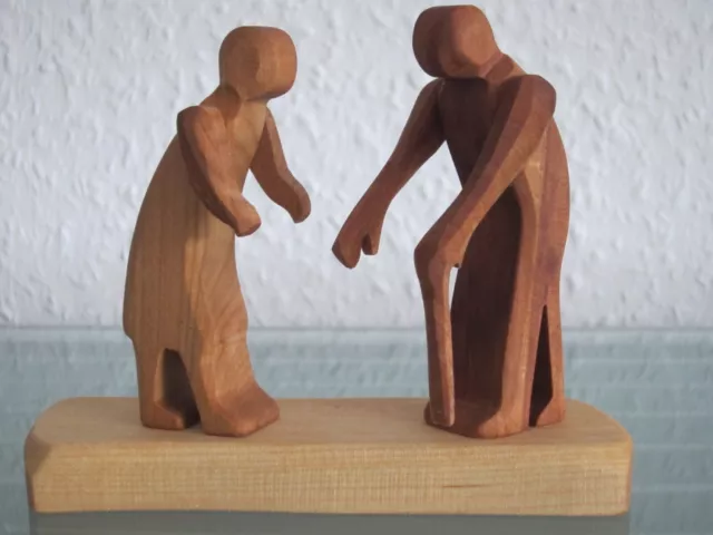 Oma Opa Großeltern Mama Papa Vater Menschen Skulptur Figuren Geschnitzt Holz