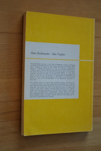 HANS RADEMACHER OTTO Toeplitz Von Zahlen und Figuren Heidelberger