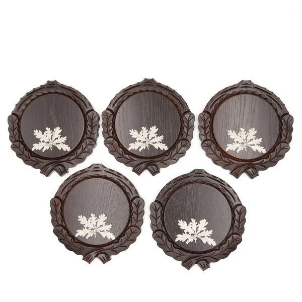 5 Pieza Keilerschilder Tallado Oscuro Af 14 CM Con 6-blättrigen Roble
