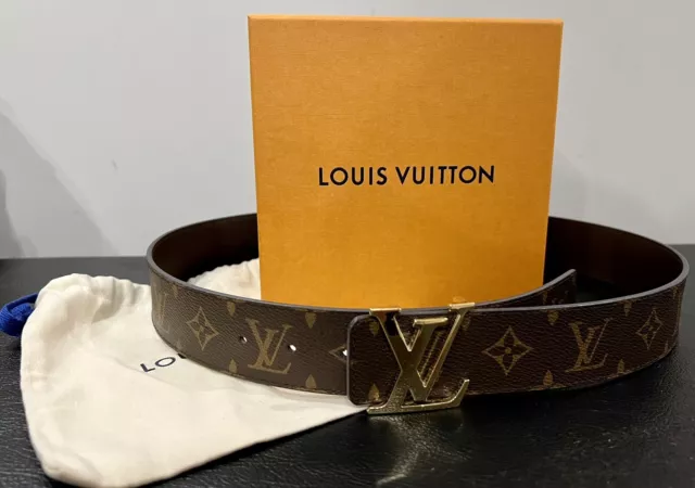 Louis Vuitton Calfskin Monogram 30mm LV Initiales Reversible Belt 85 34 Black