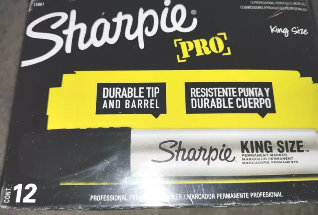 SHARPIE [PRO] King Size Black 15001  2 Boxes 24 total Durable Tip & Barrel ~ NEW