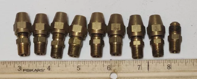 Brass Flare Gas 45  Union Straight Adapter Fitting 1/8" Mnpt Mixed Lot Of 9