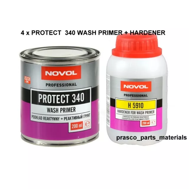 4x NOVOL PROTECT 340 WASCHGRUNDIERUNG 200ml + 4x HÄRTER H5910 200ml