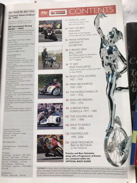 Île de Man TT 2007 centenaire TT PROGRAMME OFFICIEL 2