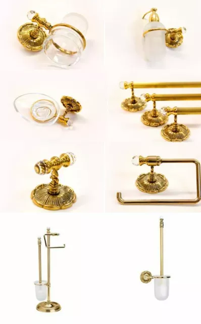 Messing Luxus Kristall Klassisch Bad Accessoires vergoldet Badset gold 24k