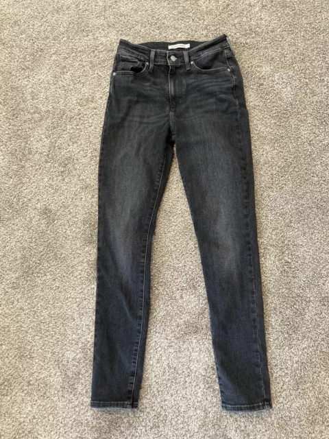 LEVI'S JEANS WOMENS 28 Black Denim 721 High Rise Skinny Dark Wash W28 ...