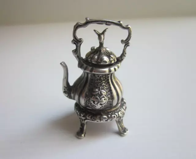 Samovar Miniatura Teiera in Argento 800-con Microfusione-4,5 cm-Vintage Anni 90