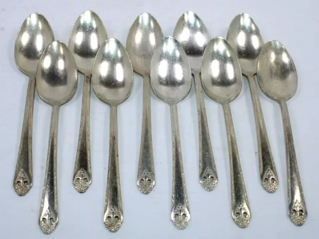 10 Holmes and Edwards Lovely Lady Inlaid Silverplate Teaspoons