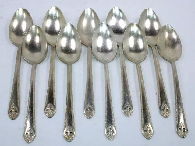 10 Holmes and Edwards Lovely Lady Inlaid Silverplate Teaspoons