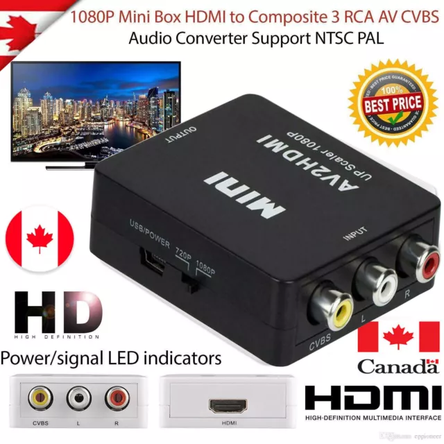 Cable convertidor adaptador HDMI a AV 3 RCA CVBS compuesto 1080P video audio para TV 3