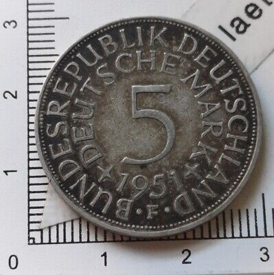 E15201 pièce de monnaie argent 5 mark 1951 F Allemagne