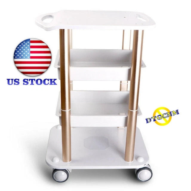 3 Tiers Beauty Salon Rolling Trolley Storage Cart SPA Equipment Holder White