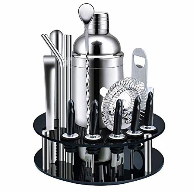 Outils de Shaker à Cocktail en Acier Inoxydable de 18 Pièces avec présentoir