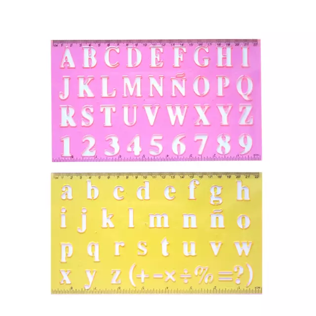 2 Alphabet Font Number Stencil Set Lettering Template Letter Ruler School Kids