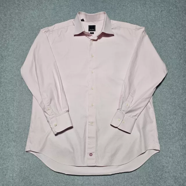 David Donahue Mens Regular Fit Dress Shirt Size 18 34/35 Oxford Cotton Pink