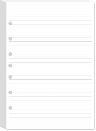 7-Hole Lined Filler Paper Pack of 100 Sheets , College Ruled, 5-1/2" x 8-1/2"