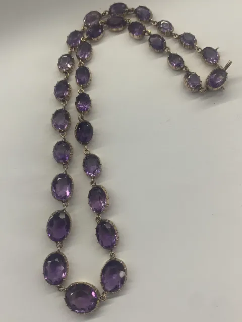 Feines schönes viktorianisches 9 Karat goldgestuftes Amethyst-Set Rivière Halskette C 1850