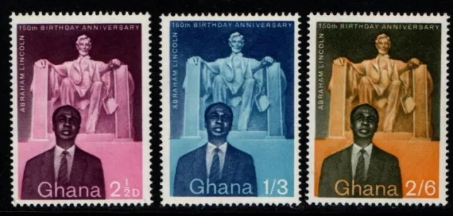 Ghana 1959 150th Anniversary of Birth of Abraham Lincoln SG204-06 Mint