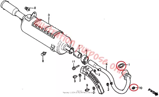 Exhaust Manifold Gasket Repair Set Honda ATC185/S, ATC200/E/ES/M/S, TRX200 80-85 2