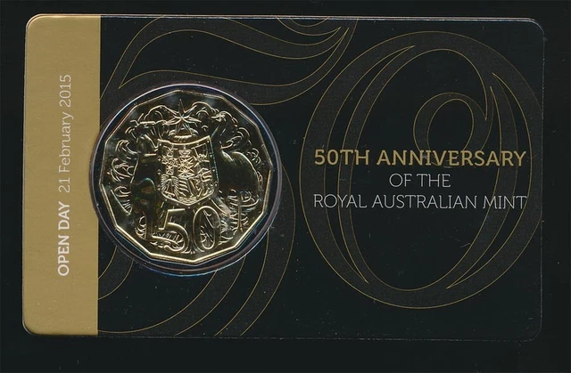 Australia 2015 Gilt 50c 50th Anniversary of Royal Australian Mint Open Day Issue