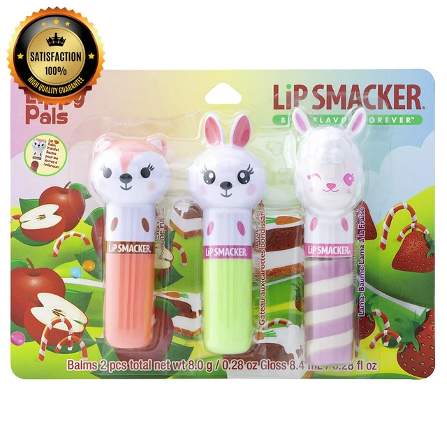 Lippy Pals Flavored Lip Balm Set of 3, Unicorn, Panda, Kitten, Foxy Apple, Hoppy