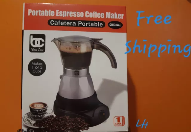 ELECTRIC CUBAN ESPRE COFFEE MAKER.CAFETERA ELÉCTRICA CUBANA.(1-3 tazas).(Silver)