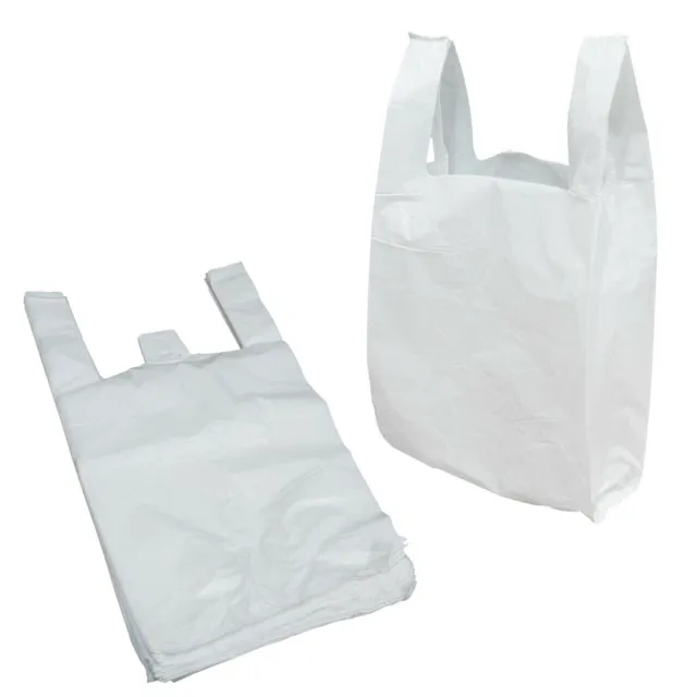 Plastic Vest Carrier Bags Strong White *All Sizes* - Supermarkets Stalls Shops