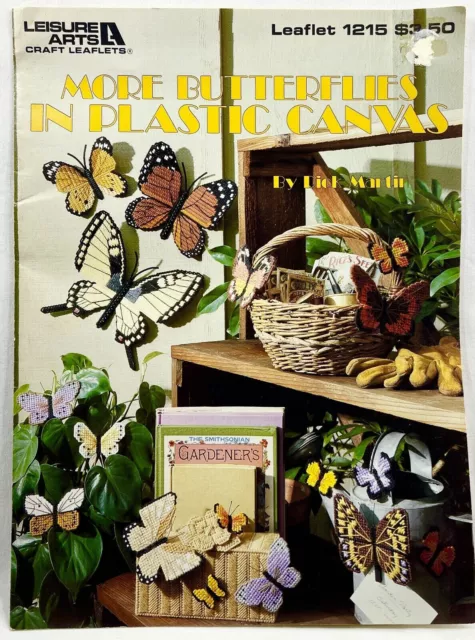 1989 Leisure Arts More Butterflies en lona de plástico 1215 libro de patrones de colección 10621