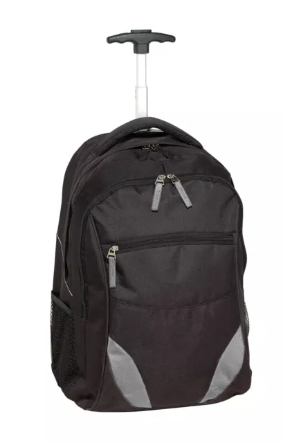 Trolley Rucksack schwarz mit Rollen 34x52 1,55KG 45L Gestänge 100cm Reisetasche