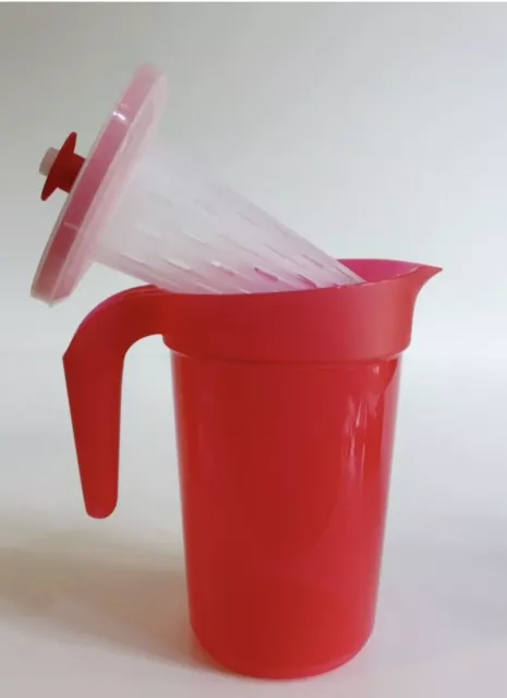 Tupperware 1 Gallon Pitcher with Infuser Attachment Lipstick Red "Brand New"