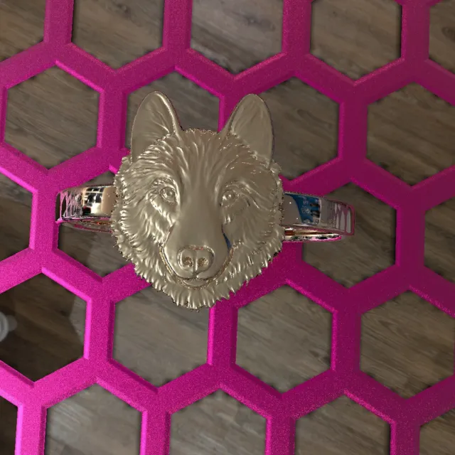 Solid 10K Rose Gold Wolf Headf Ring