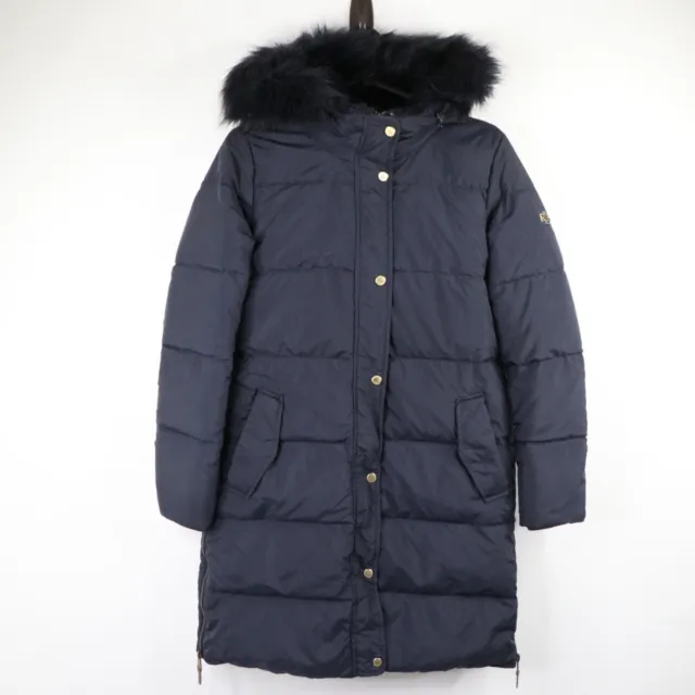 Polo Ralph Lauren Down Puffer Parka Jacket Womens S Full Zip Faux Fur Hooded