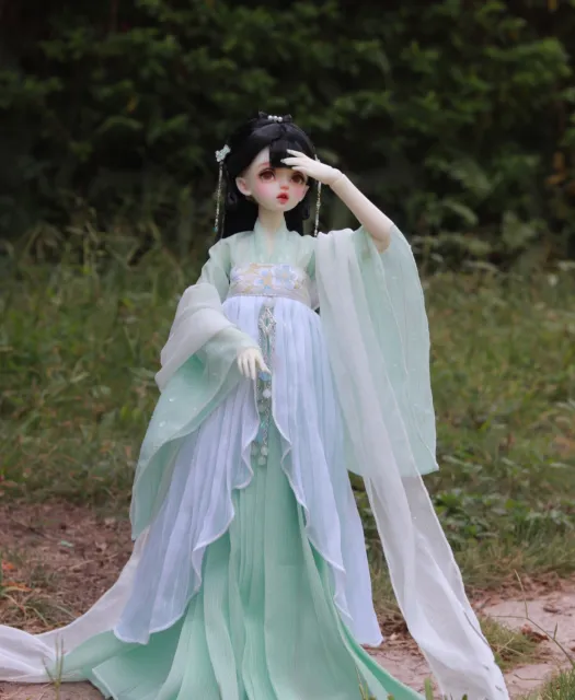 1/4 1/6 BJD Doll Archaic Outfit Clothes Light Green Embroidery Hanfu Costume