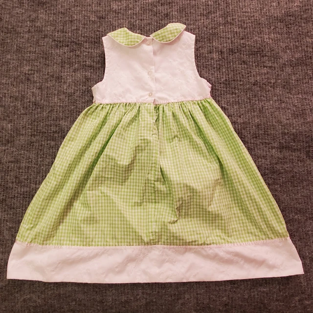 Samantha Says girls dress size 5 green gingham Easter sleeveless ribbon flower