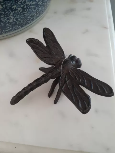 Rustic Cast Iron Dragonfly Garden Plant Flower Bug Decor Insect Statue Bug