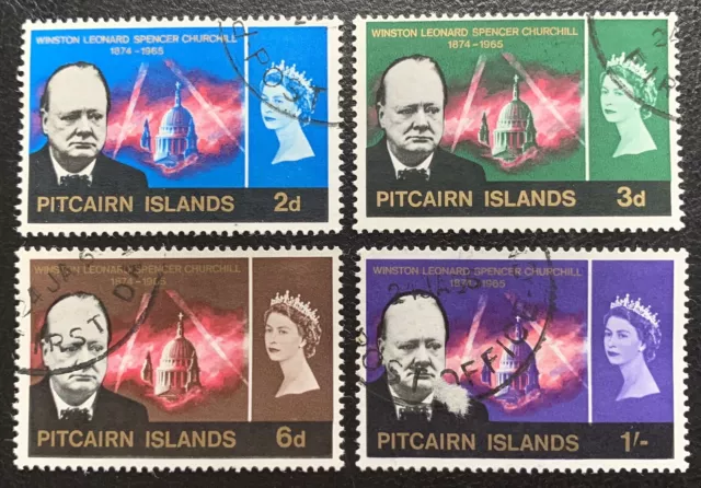 Pitcairn Islands 1966 Churchill Commemoration Set of 4 Stamps Used 2d-1s SG53-56