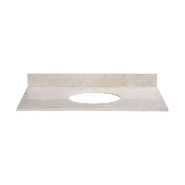 49 Inch Stone Top for Oval Undermount Sink-Galala Beige Finish - Bathroom -