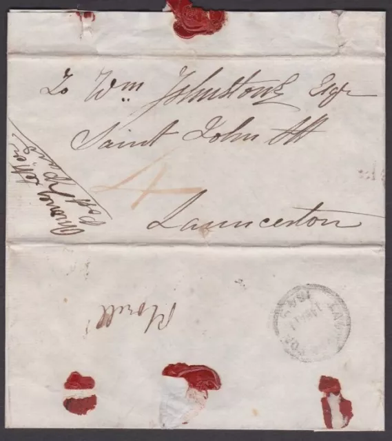 TASMANIA 1849 Folded entire Money Letter Port Sorell to Launceston..........z362