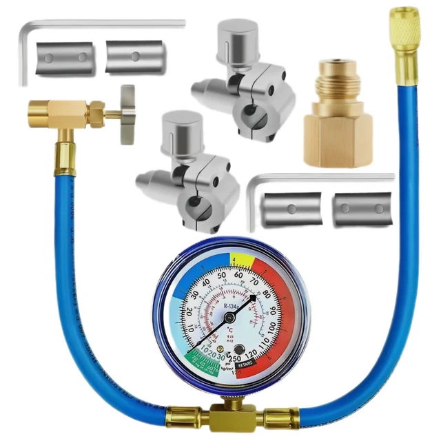 A/C R134A REFRIGERATOR Freon Recharge Kit with 2PC Bullet Piercing