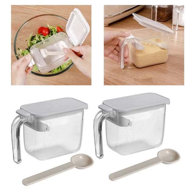 Caja de especias transparente con tapa, ollas de especias para camping barbacoa