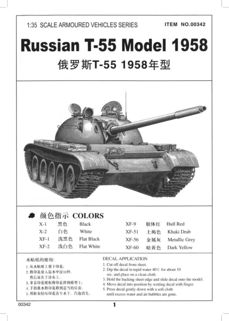 Trumpeter 00313 Russischer Panzer T55 Modellbausatz Mit BTU-55
