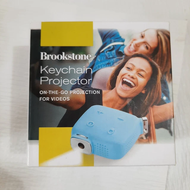 NEW Brookstone Keychain Projector Mini Portable Projection Video Game Movie blue